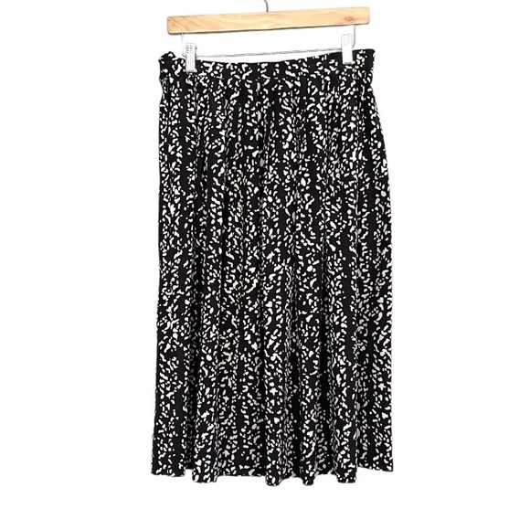 Vintage 80s Black and White Full Skirt Knee Length M - Picture 4 of 7